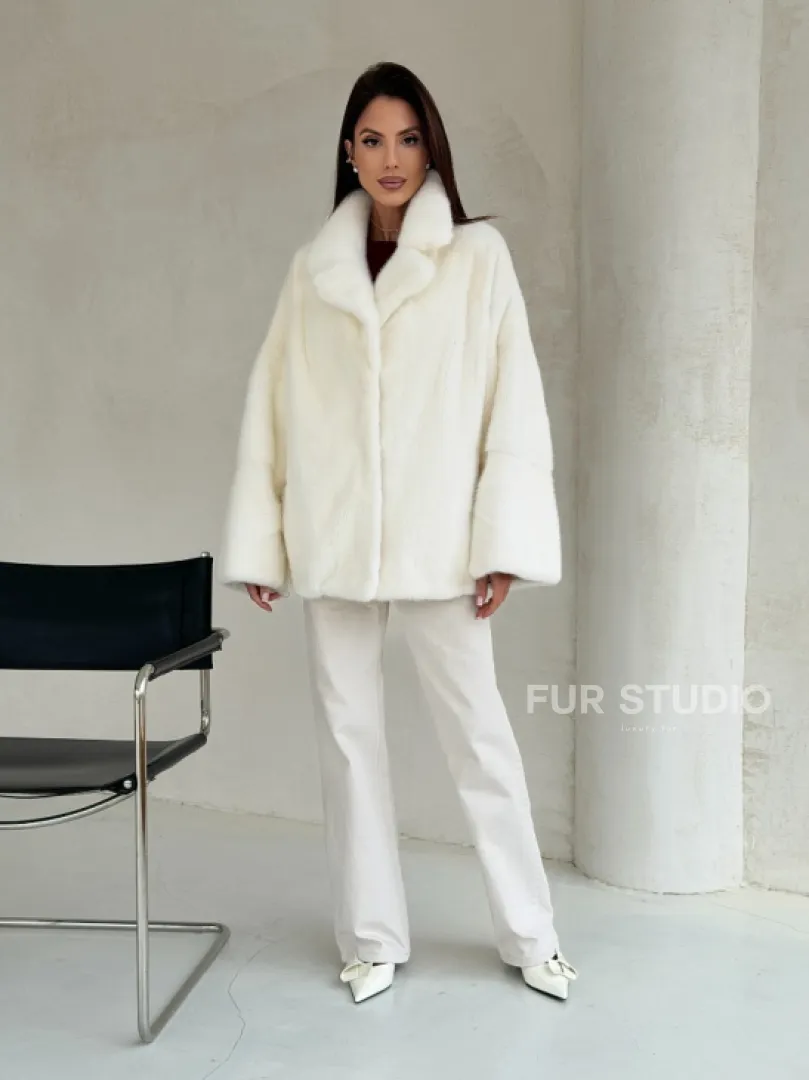 Шуба автоледи из белой норки NAFA MINK - роспуск