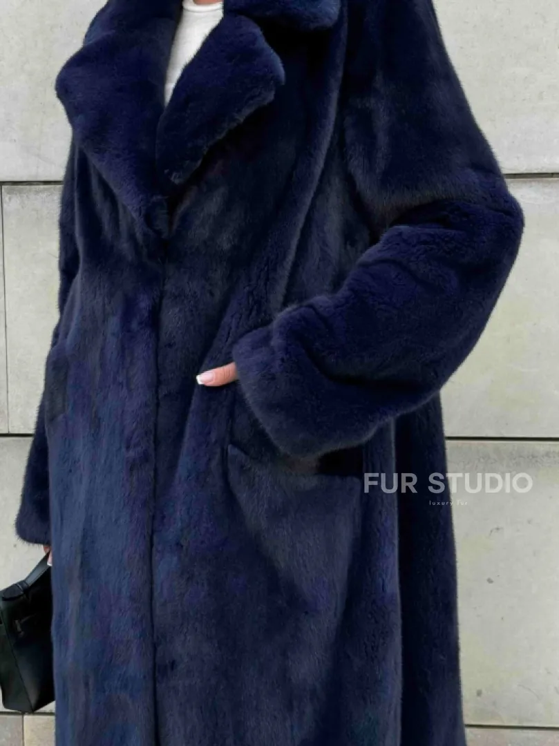Норковая шуба цельный мех Saga furs - цвет инфинити