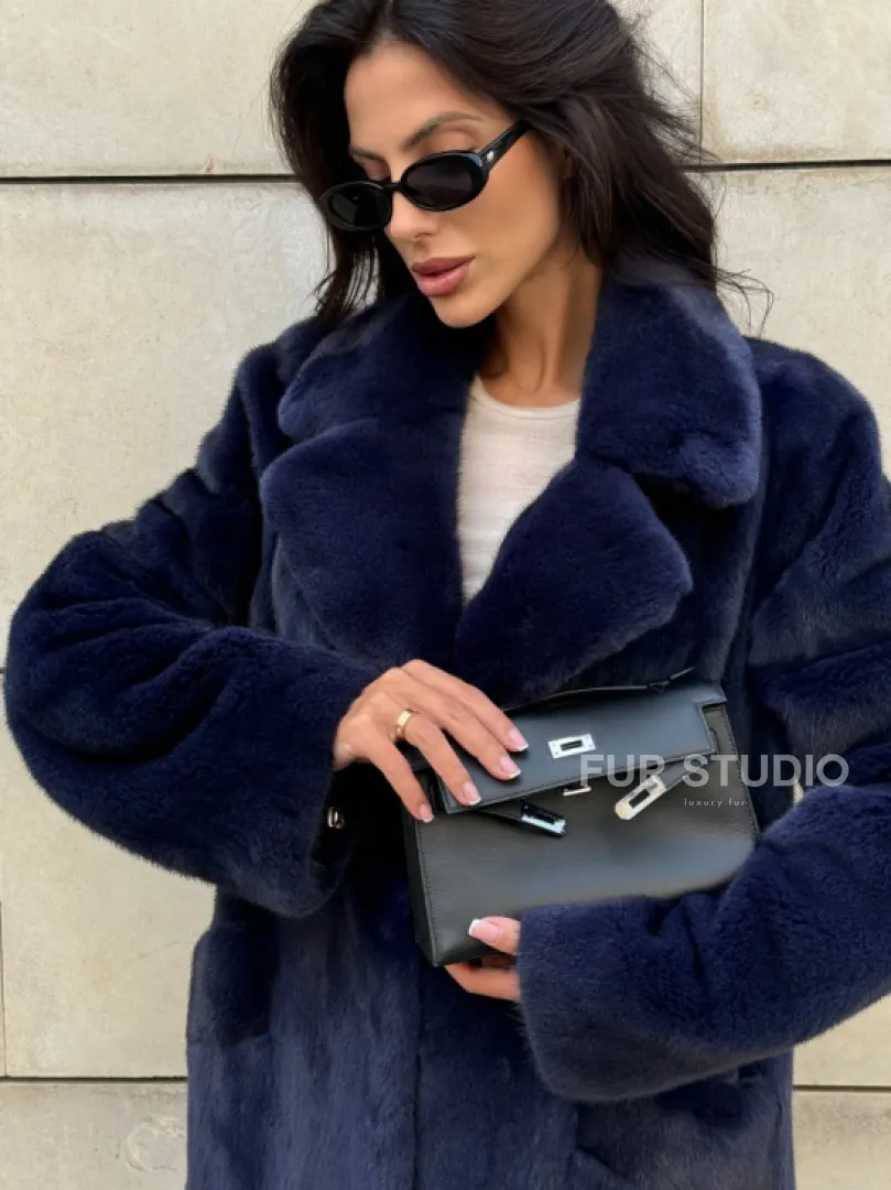 Норковая шуба цельный мех Saga furs - цвет инфинити