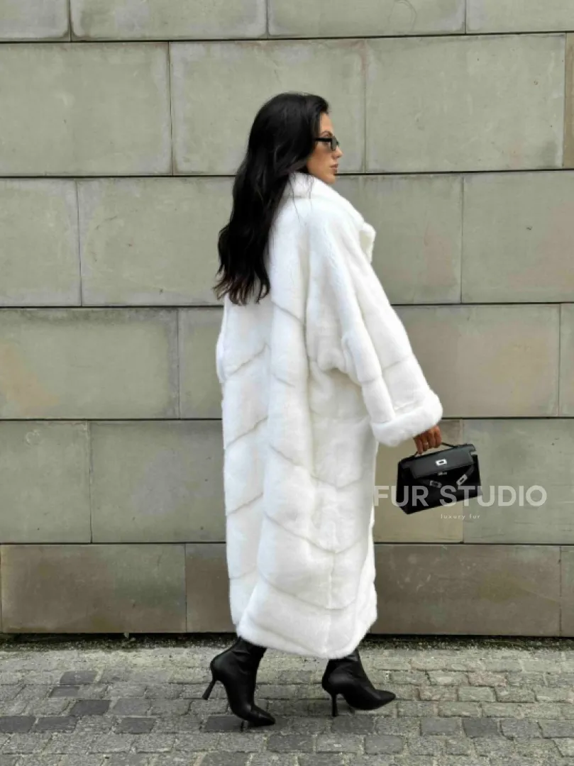 Длинная норковая шуба White COLLECTION с английским воротником - фото 11