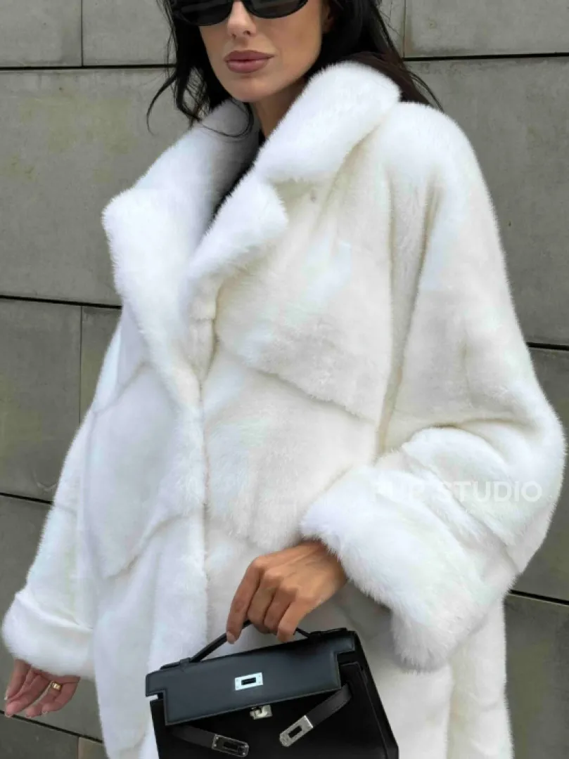 Длинная норковая шуба White COLLECTION с английским воротником - фото 4