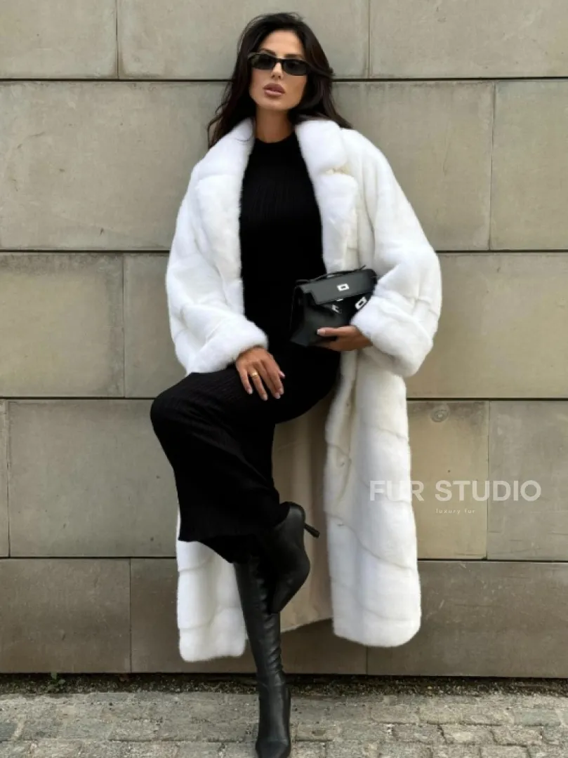 Длинная норковая шуба White COLLECTION с английским воротником - фото 7
