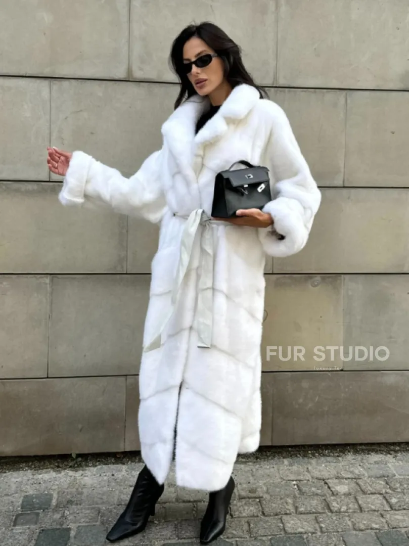 Длинная норковая шуба White COLLECTION с английским воротником - фото 8