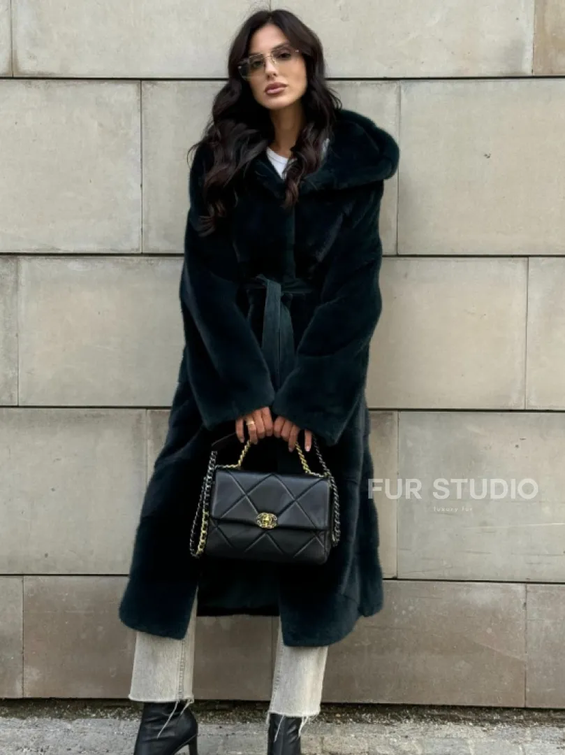 Шуба из аукционной норки NAFA с капюшоном - фото 8