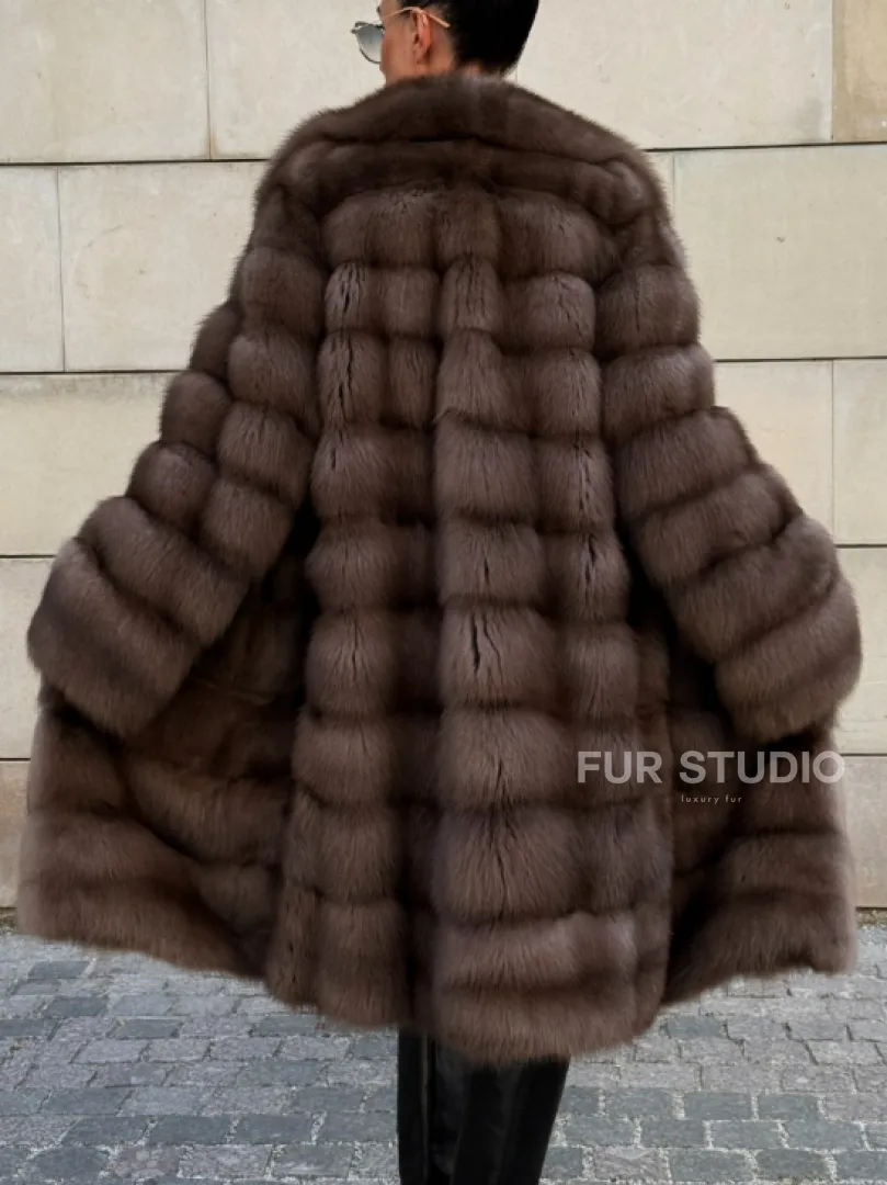 Шуба из куницы в цвете Tartufo  английский воротник - фото 7