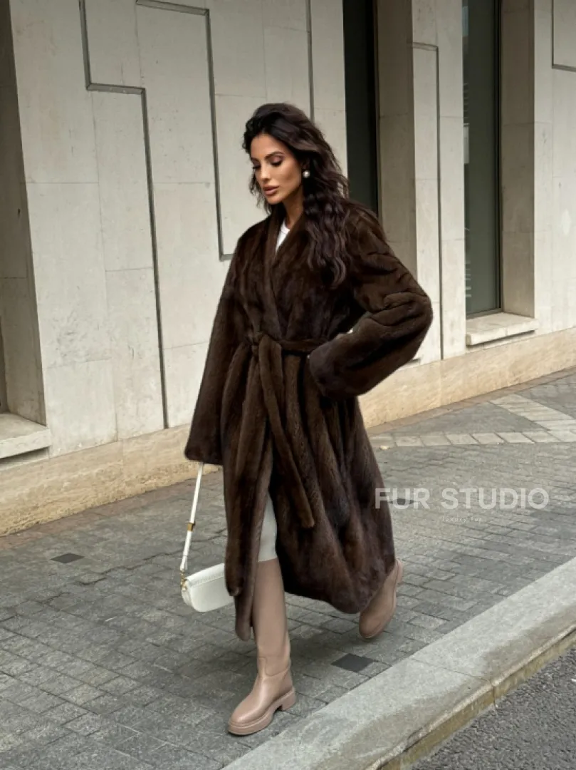Модная шуба из скандинавской норки PREMIUM COLLECTION без воротника