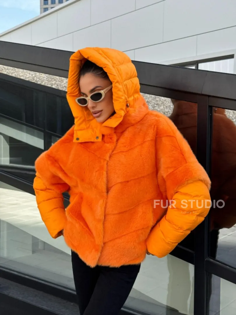 Зимняя куртка-жилет из меха норки цвет Orange