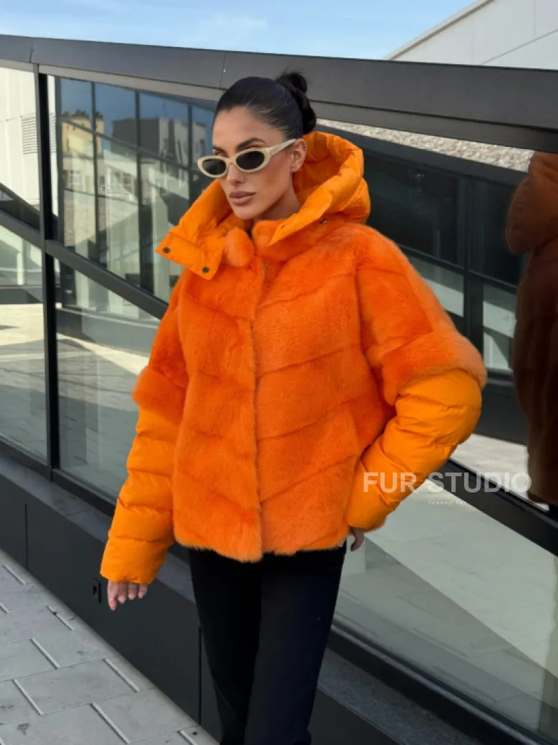 Зимняя куртка-жилет из меха норки цвет Orange