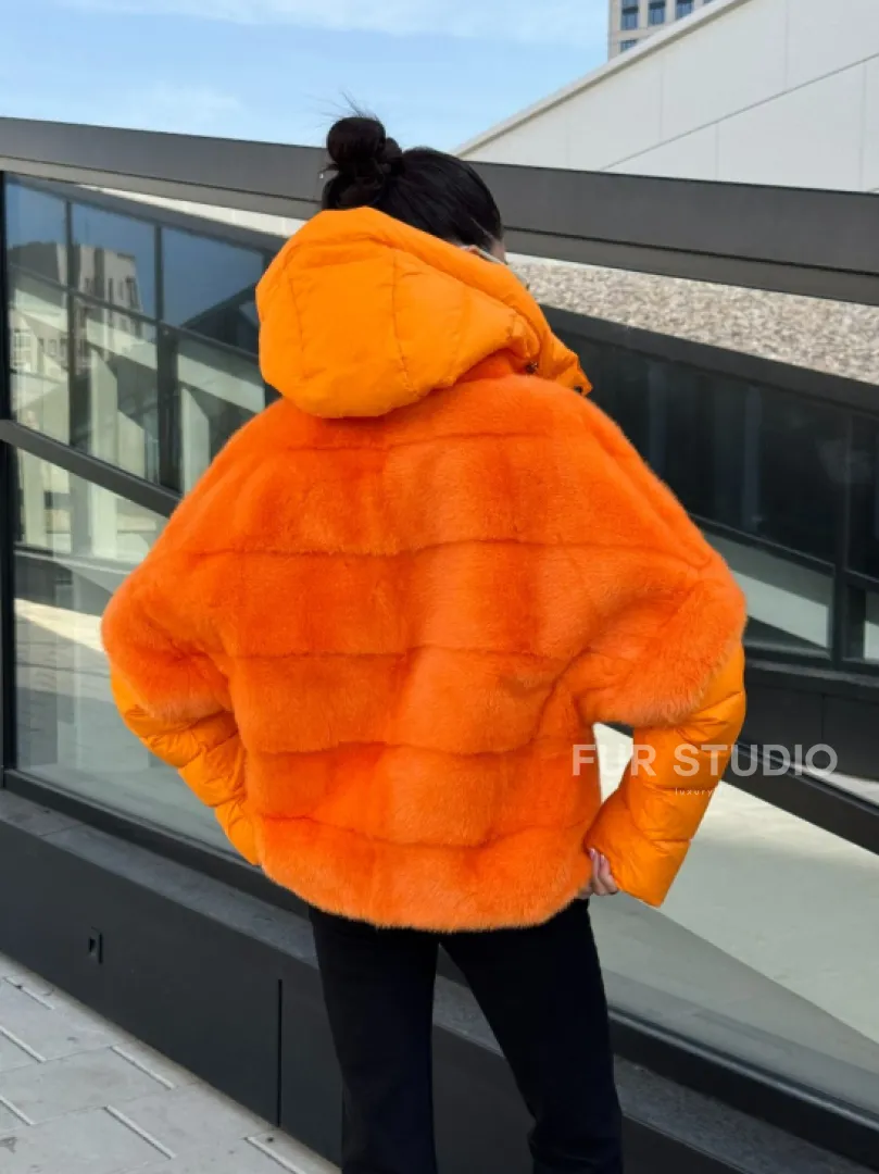 Зимняя куртка-жилет из меха норки цвет Orange