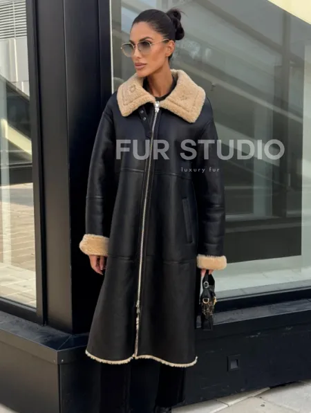 Женская натуральная дубленка из кожи силка - фото 3