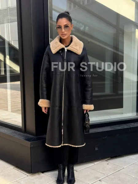 Женская натуральная дубленка из кожи силка - фото 6