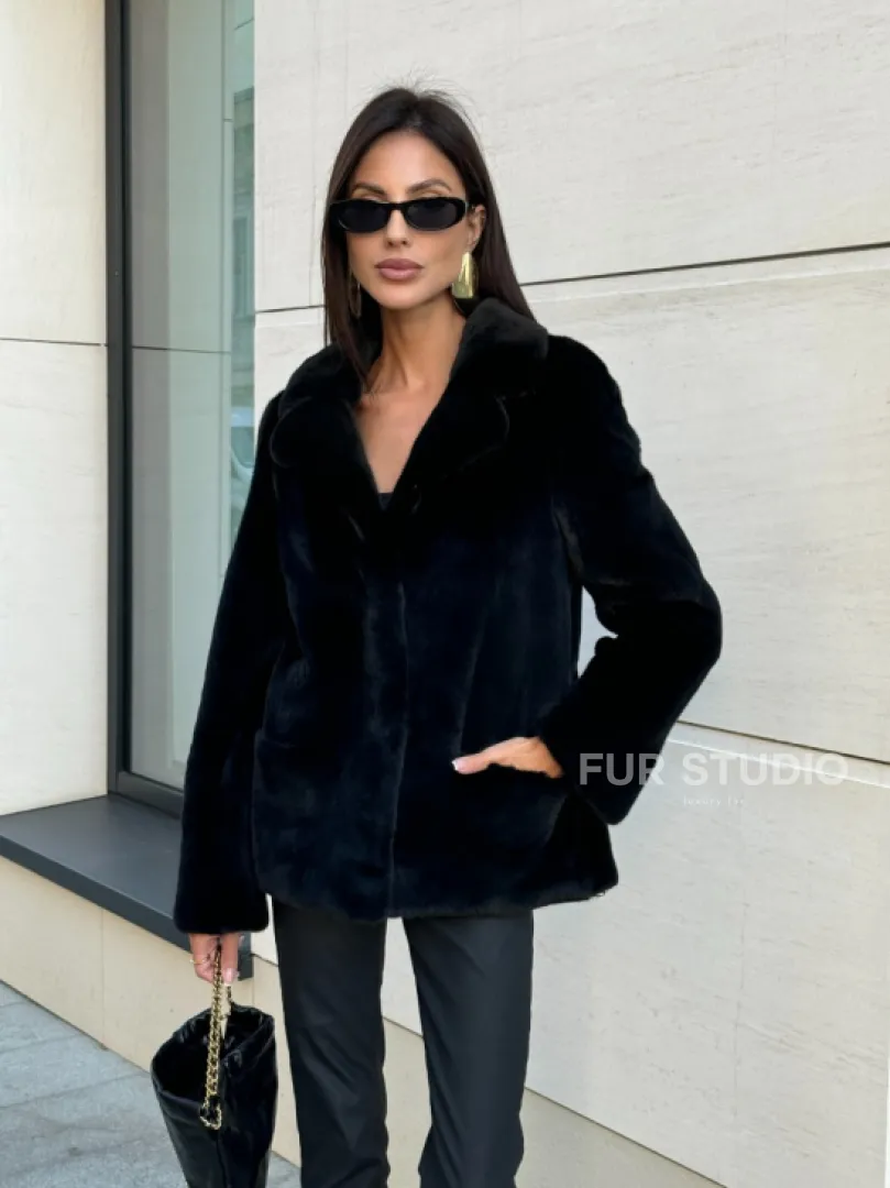 Шуба норковая SAGA FURS  пиджак автоледи - английский воротник - фото 0