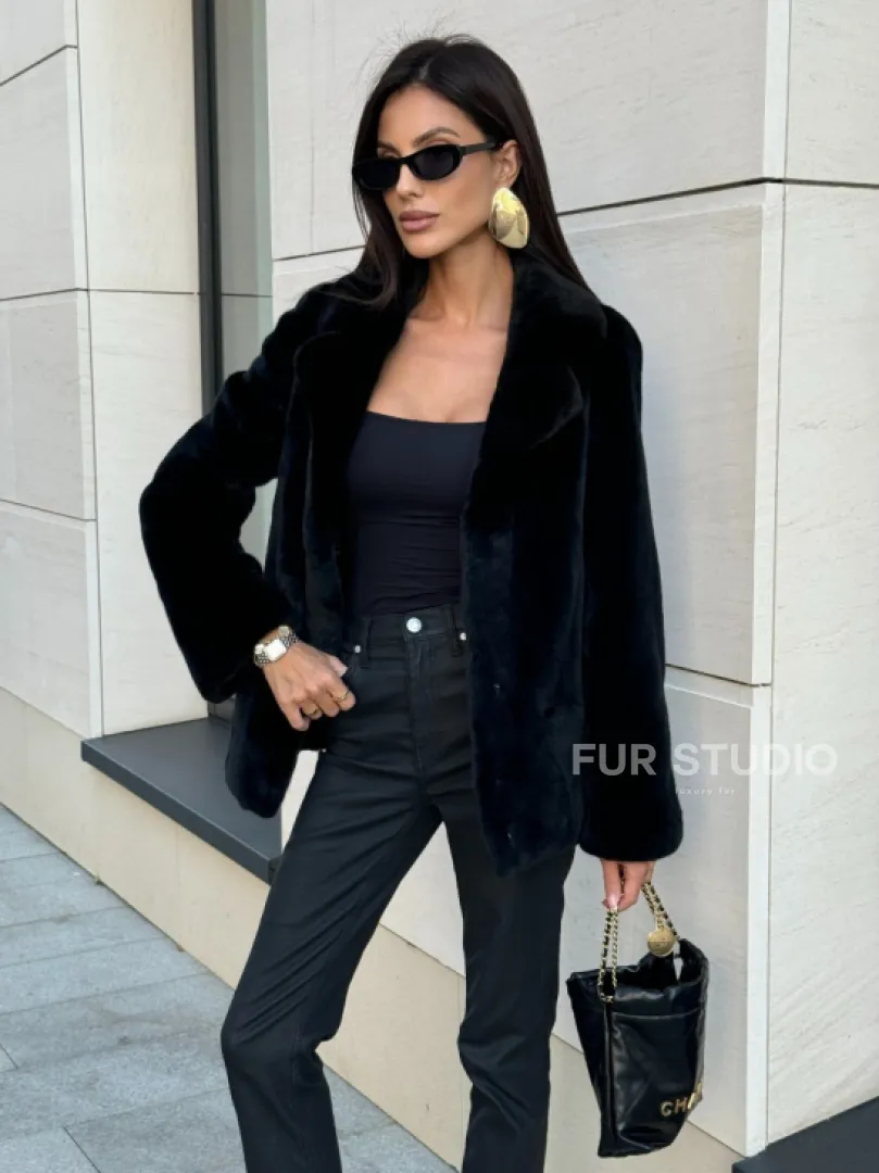 Шуба норковая SAGA FURS  пиджак автоледи - английский воротник - фото 3