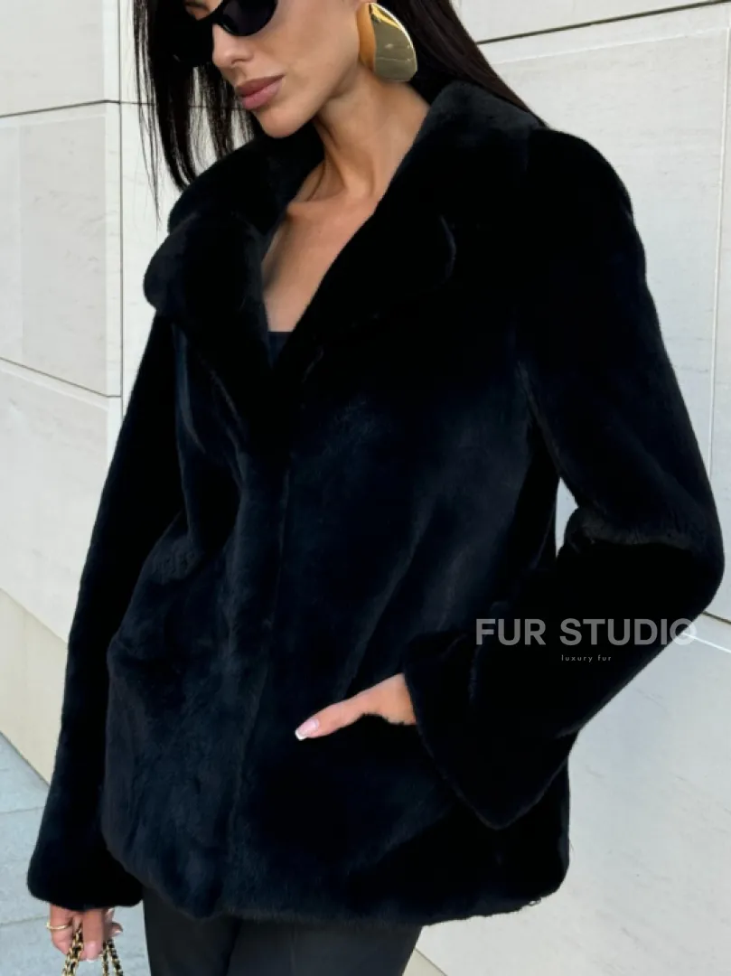 Шуба норковая SAGA FURS  пиджак автоледи - английский воротник - фото 1