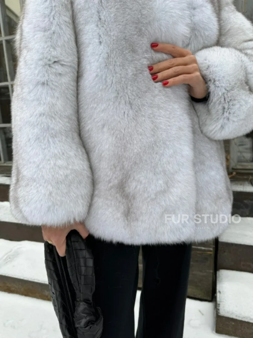 Песцовая шуба вертикального цельного кроя из меха песца - фото 2