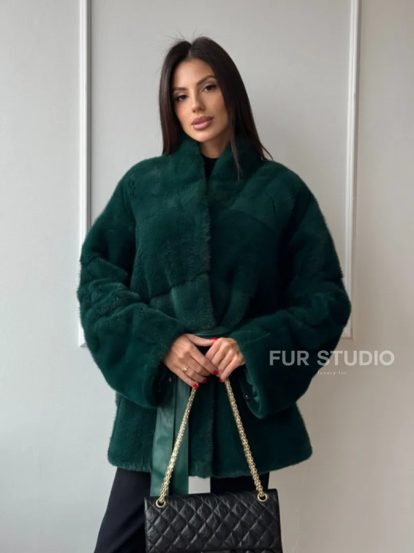 Норковый полушубок из плюшевой норки 