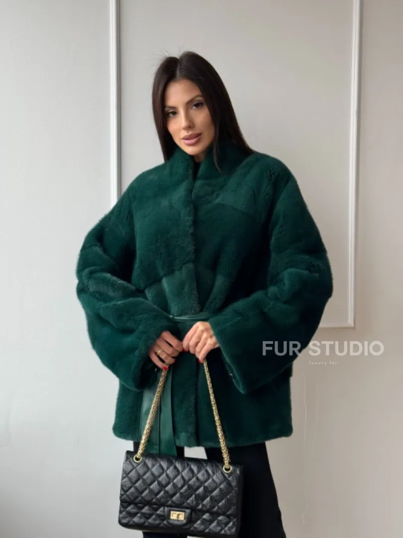 Норковый полушубок из плюшевой норки 