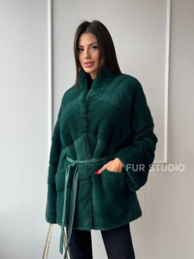 Норковый полушубок из плюшевой норки 