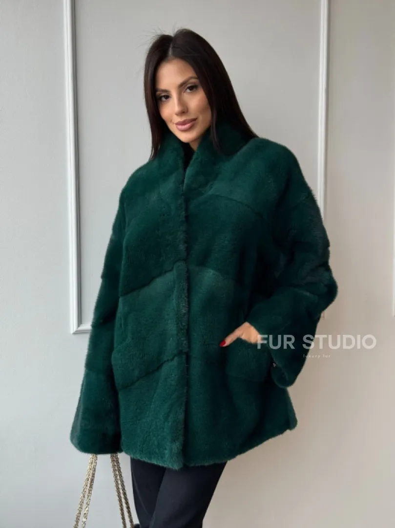 Норковый полушубок из плюшевой норки 