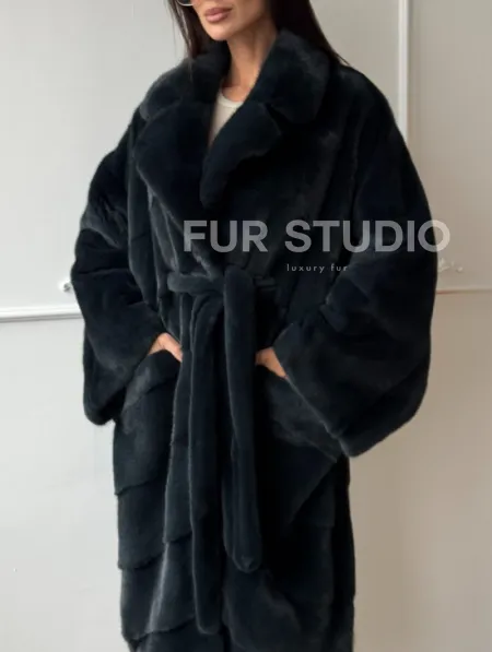 Шуба норковая фасон кимоно паркет из меха аукционной норки Kopenhagen Fur - фото 3