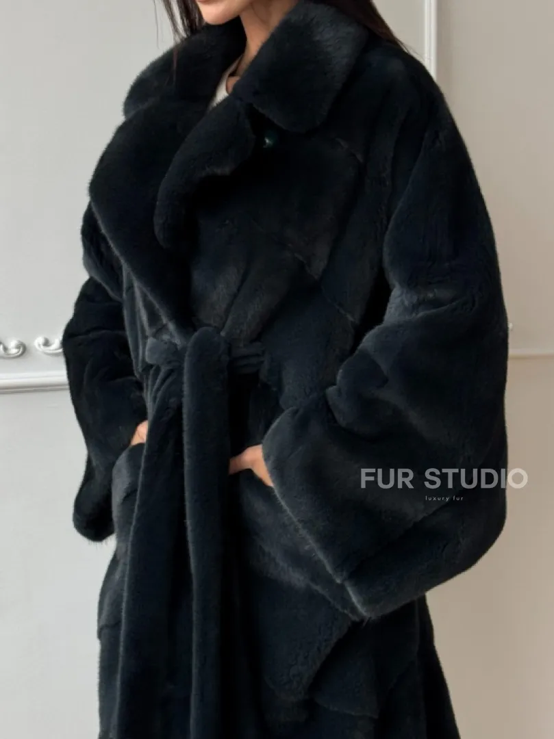 Шуба норковая фасон кимоно паркет из меха аукционной норки Kopenhagen Fur - фото 1