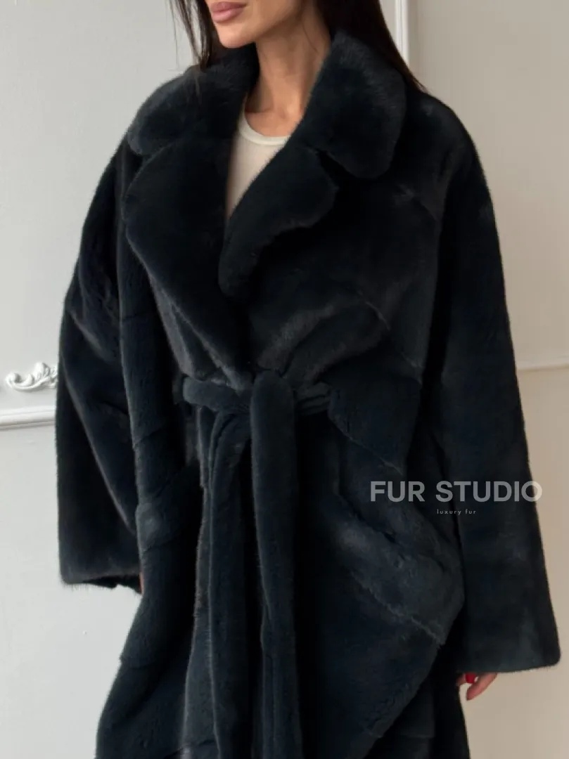 Шуба норковая фасон кимоно паркет из меха аукционной норки Kopenhagen Fur - фото 2