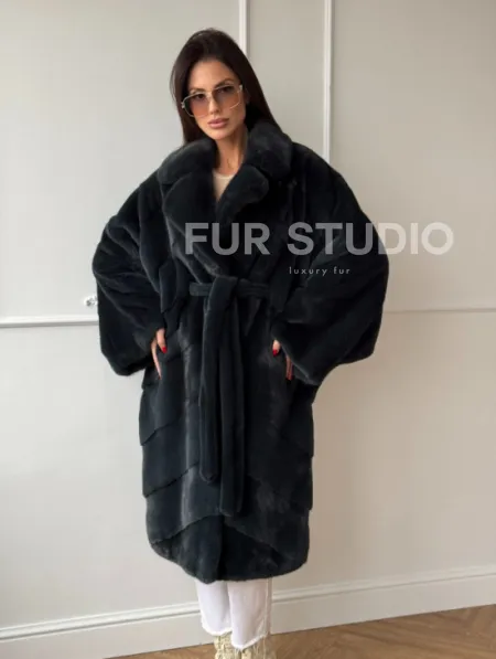 Шуба норковая фасон кимоно паркет из меха аукционной норки Kopenhagen Fur - фото 6