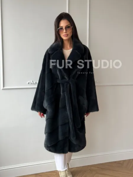 Шуба норковая фасон кимоно паркет из меха аукционной норки Kopenhagen Fur - фото 7