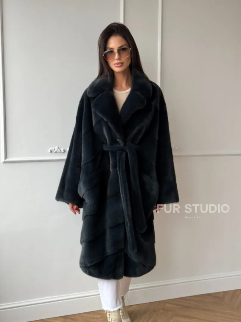 Шуба норковая фасон кимоно паркет из меха аукционной норки Kopenhagen Fur - фото 7