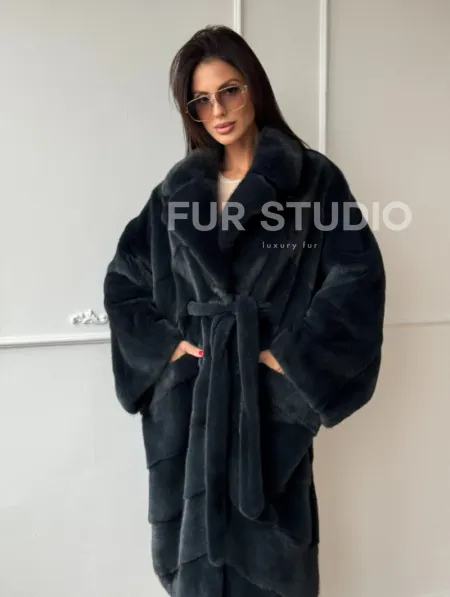 Шуба норковая фасон кимоно паркет из меха аукционной норки Kopenhagen Fur - фото 0