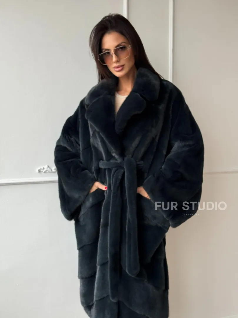 Шуба норковая фасон кимоно паркет из меха аукционной норки Kopenhagen Fur
