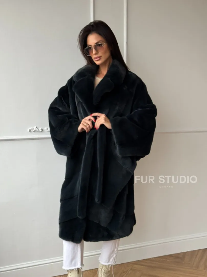 Шуба норковая фасон кимоно паркет из меха аукционной норки Kopenhagen Fur - фото 9