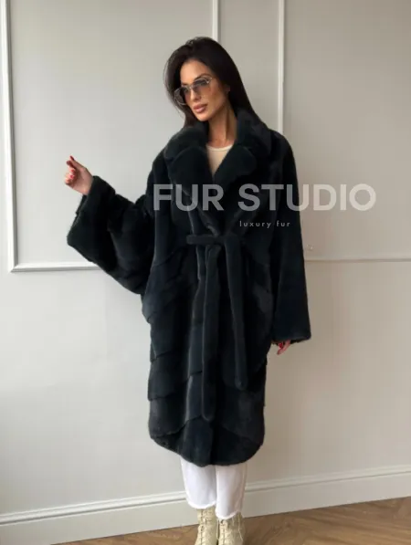 Шуба норковая фасон кимоно паркет из меха аукционной норки Kopenhagen Fur - фото 8