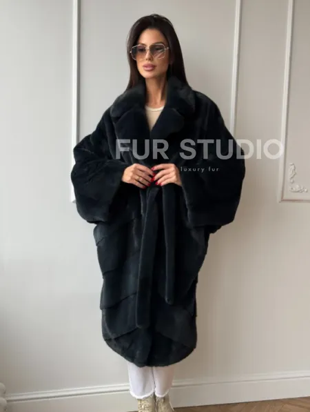 Шуба норковая фасон кимоно паркет из меха аукционной норки Kopenhagen Fur - фото 4