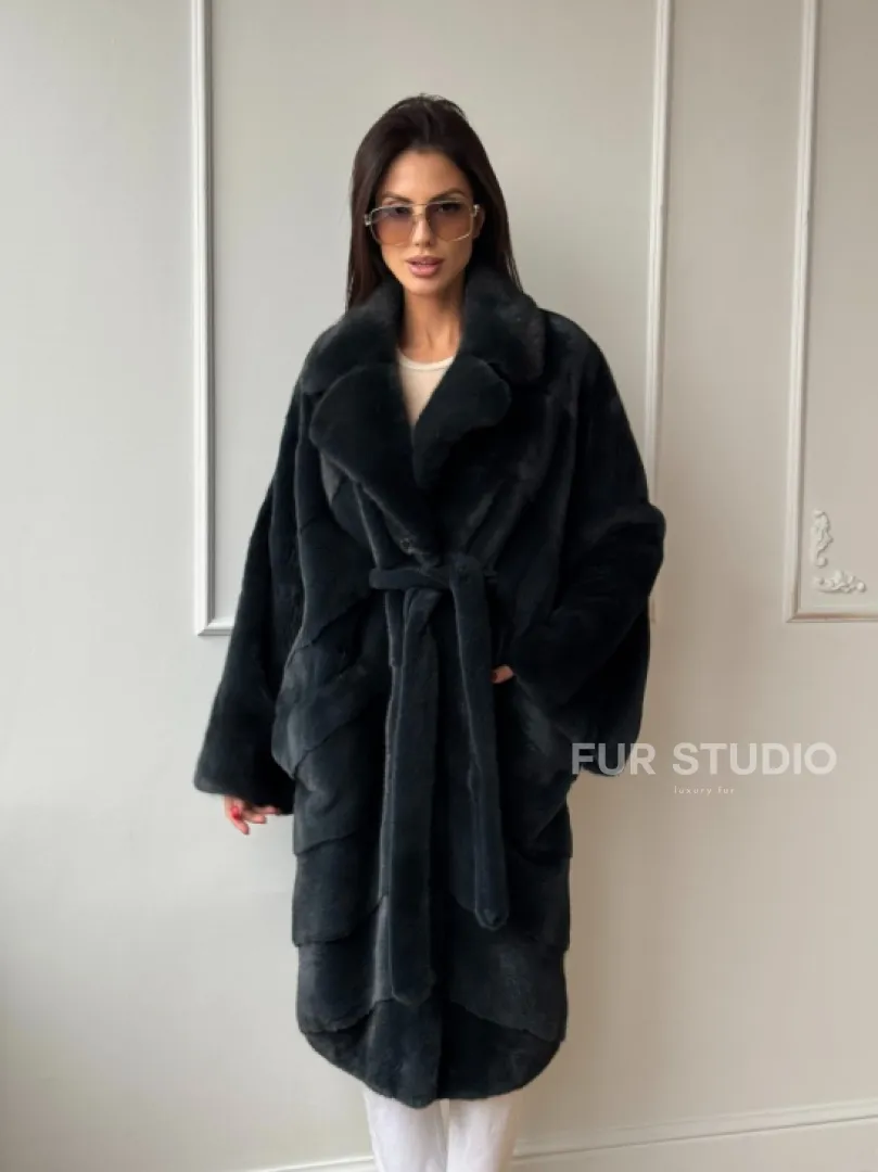 Шуба норковая фасон кимоно паркет из меха аукционной норки Kopenhagen Fur