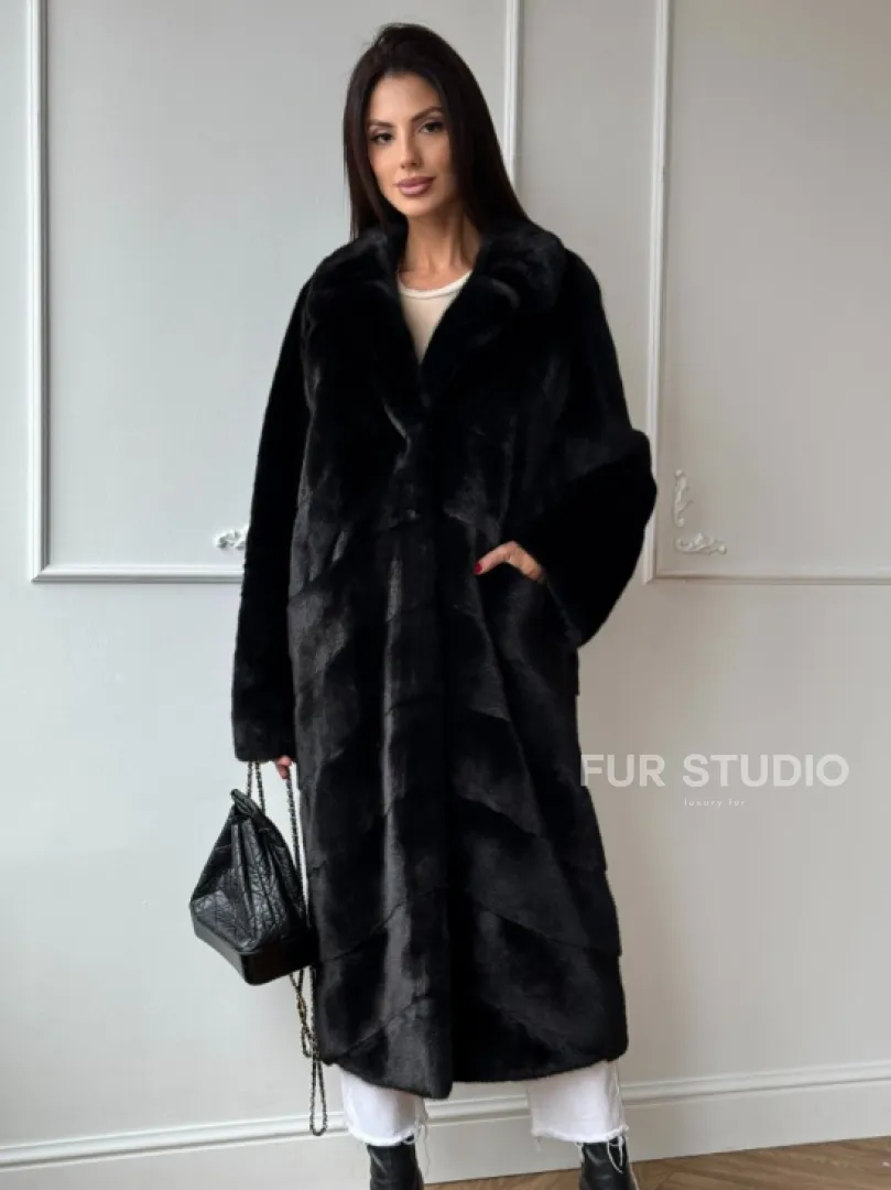 Классическая шуба Luxury Fashion из меха норки Velvet - паркет,  рукава в роспуск - фото 6