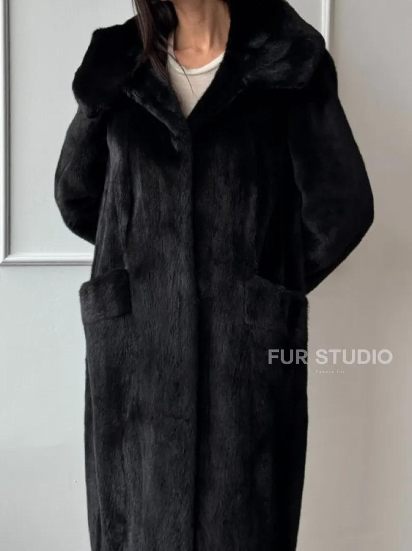Натуральная черная женская шуба из меха норки Blackglama с капюшоном - фото 3