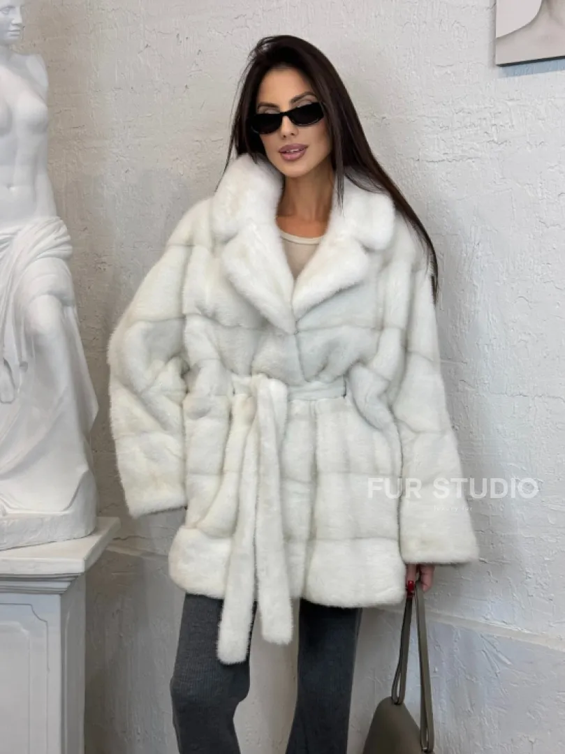 Светлая шуба автоледи из норки Palomino, фасон 