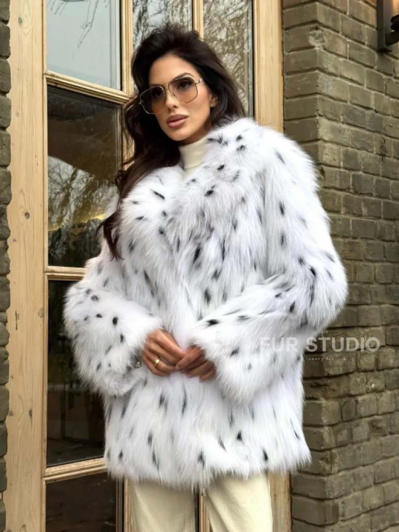 Шуба из цельных шкур натурального меха лисы под рысь (ручная работа) - фото 4