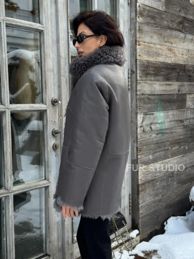 Шубка - дубленка двухсторонняя из натуральной овчины - фото 8