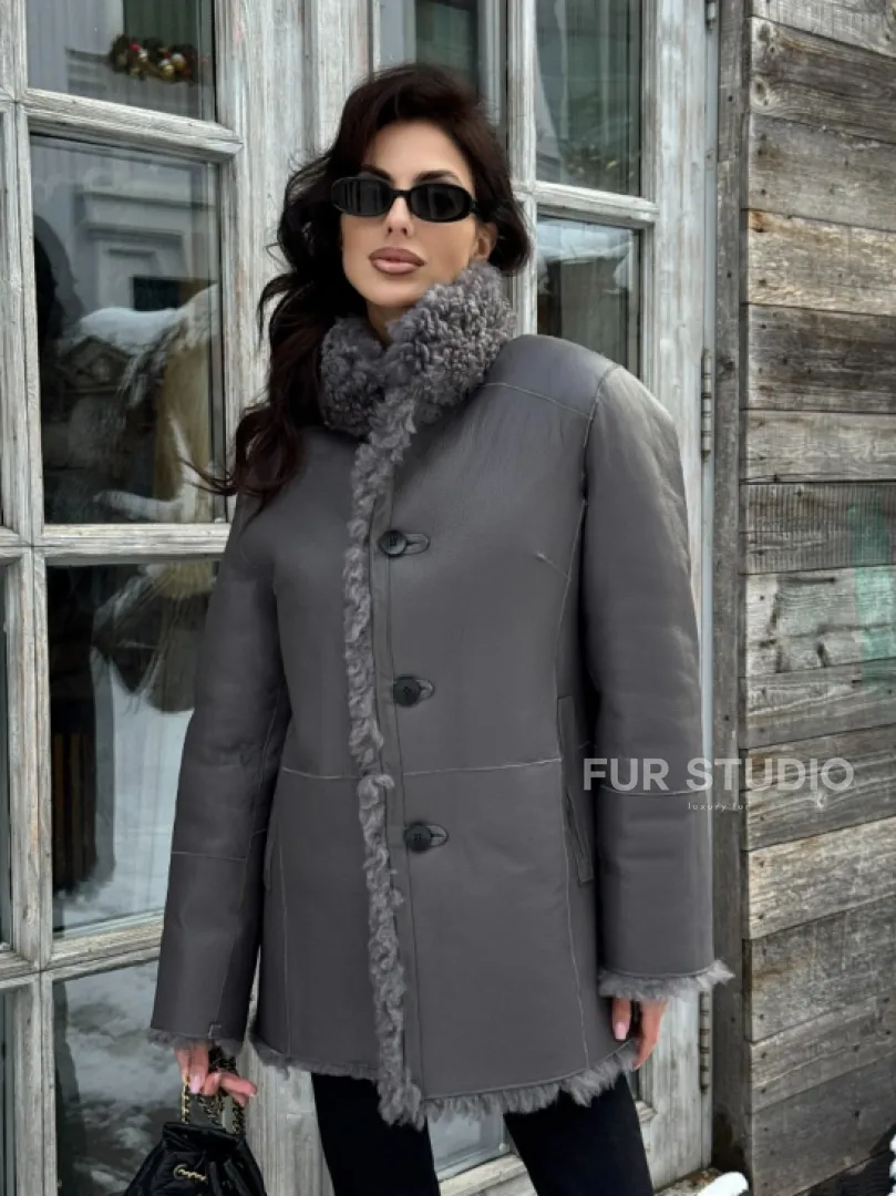 Шубка - дубленка двухсторонняя из натуральной овчины - фото 10