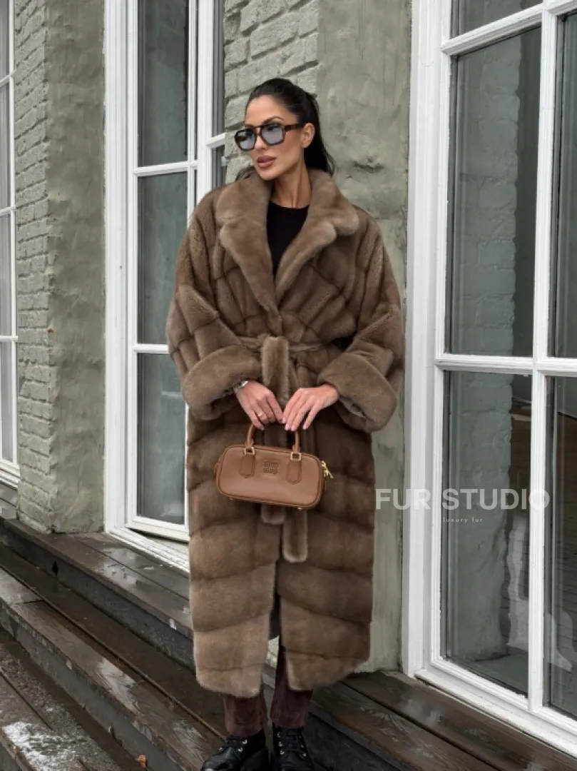 Шуба - кимоно из меха норки Saga Furs в натуральном цвете пастель - фото 12