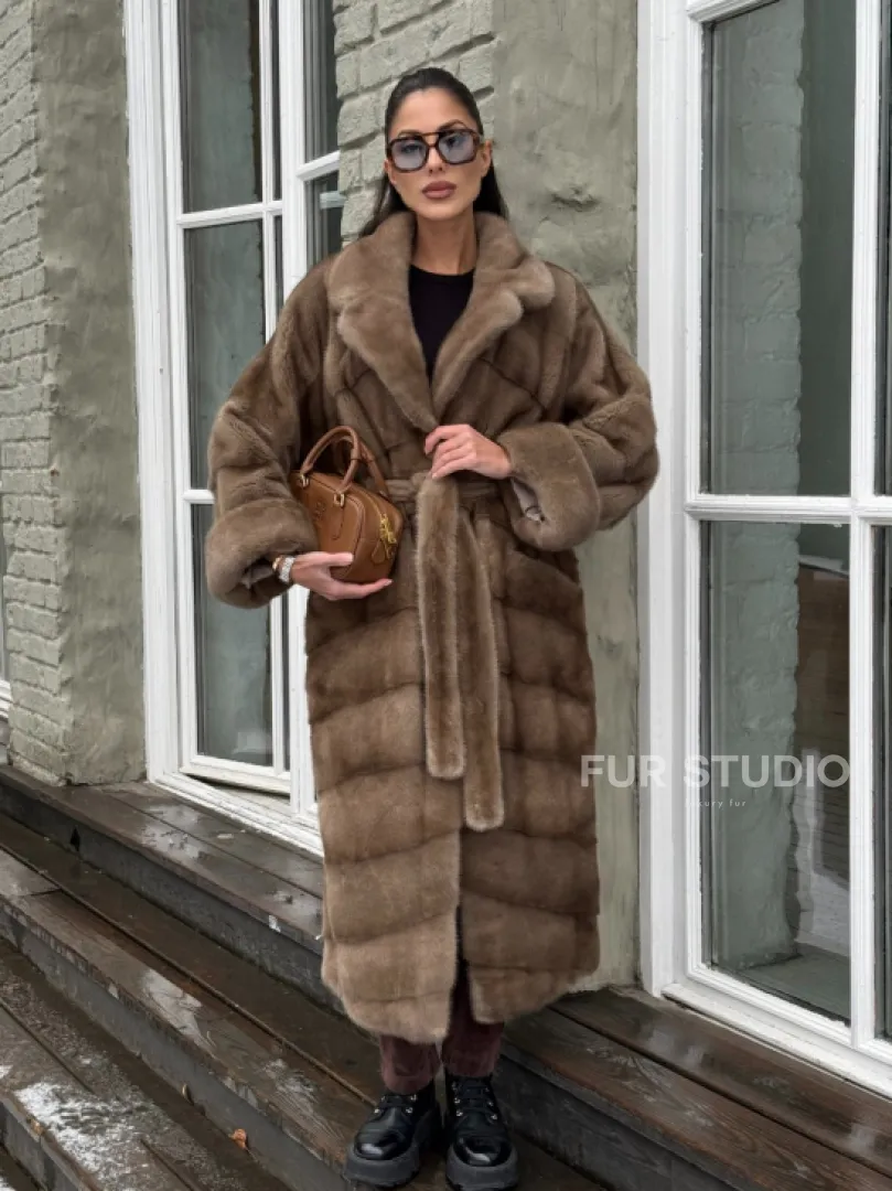 Шуба - кимоно из меха норки Saga Furs в натуральном цвете пастель - фото 8
