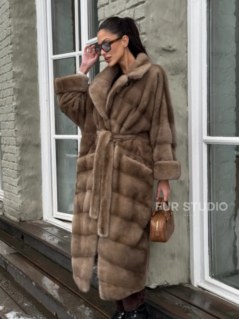 Шуба - кимоно из меха норки Saga Furs в натуральном цвете пастель - фото 7