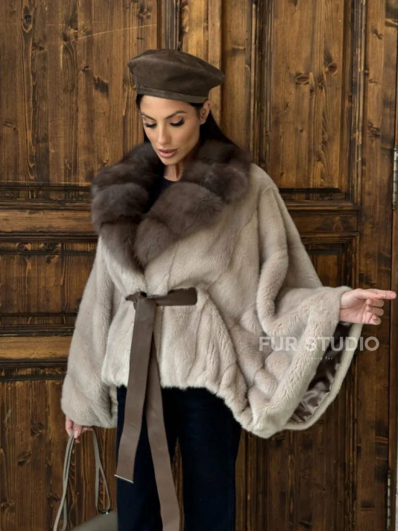 Женское меховое манто из норки  Pastel - 