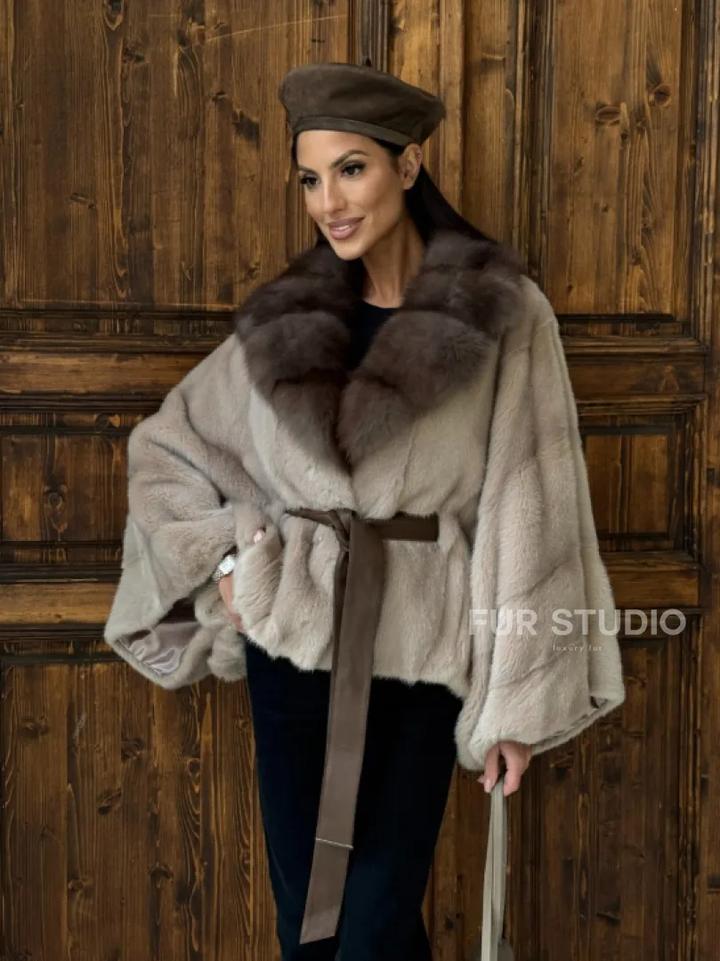 Женское меховое манто из норки  Pastel - 