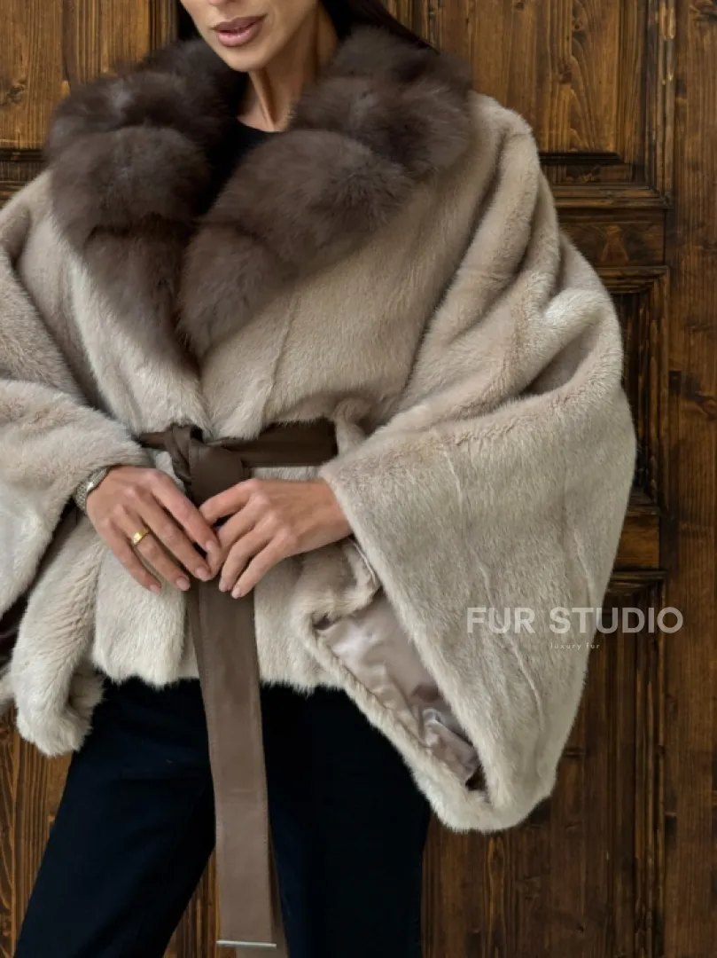 Женское меховое манто из норки  Pastel - 