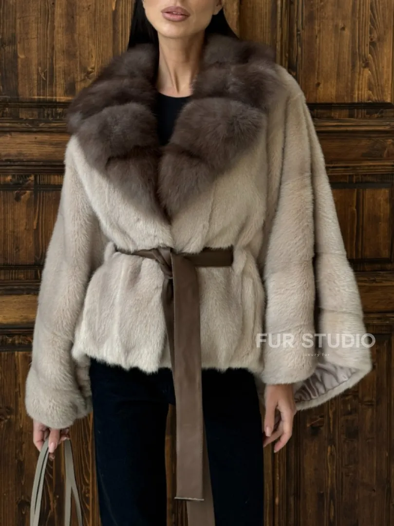 Женское меховое манто из норки  Pastel - 