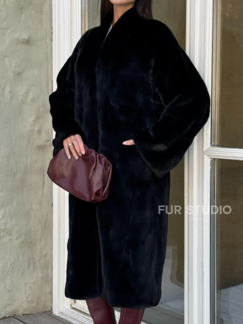 Элитная шуба из меха норки Luxury Fur Blackglama с V-образным воротником - фото 1