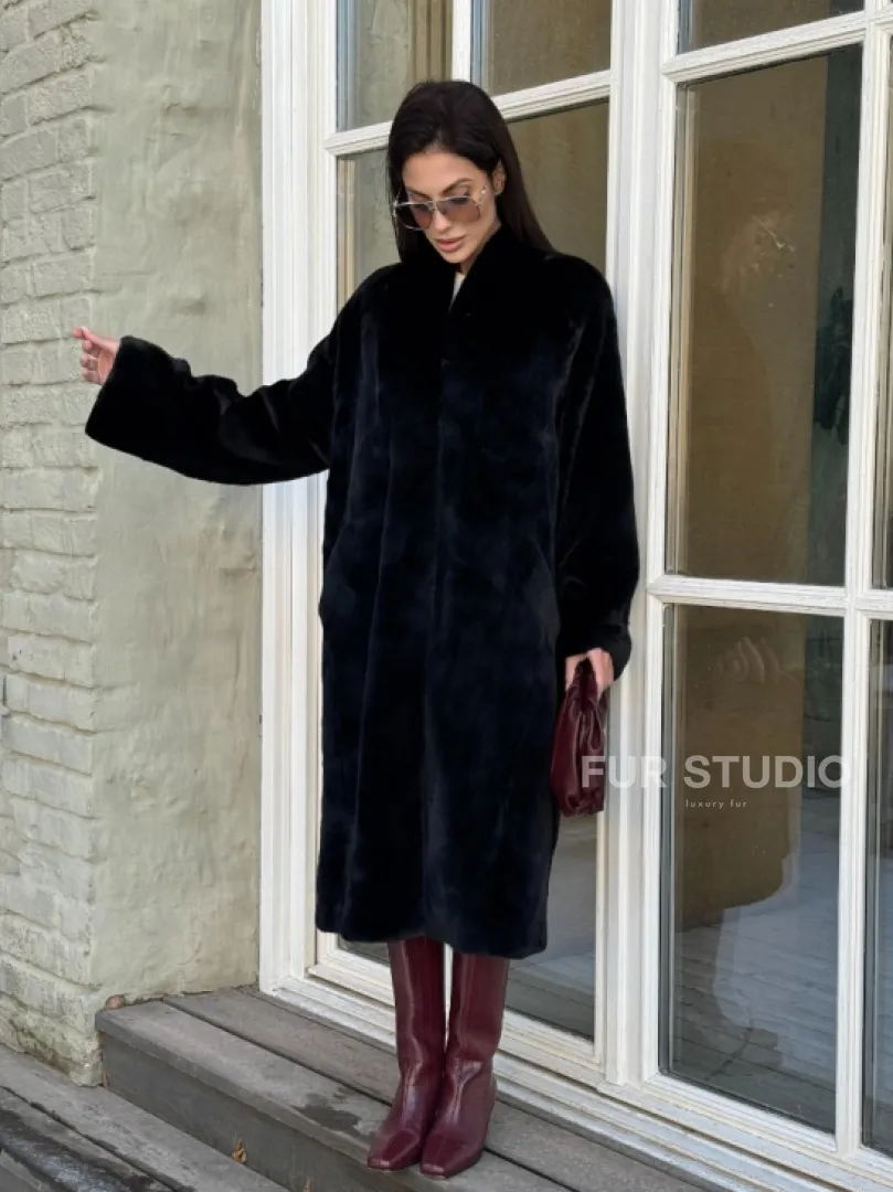 Элитная шуба из меха норки Luxury Fur Blackglama с V-образным воротником - фото 9